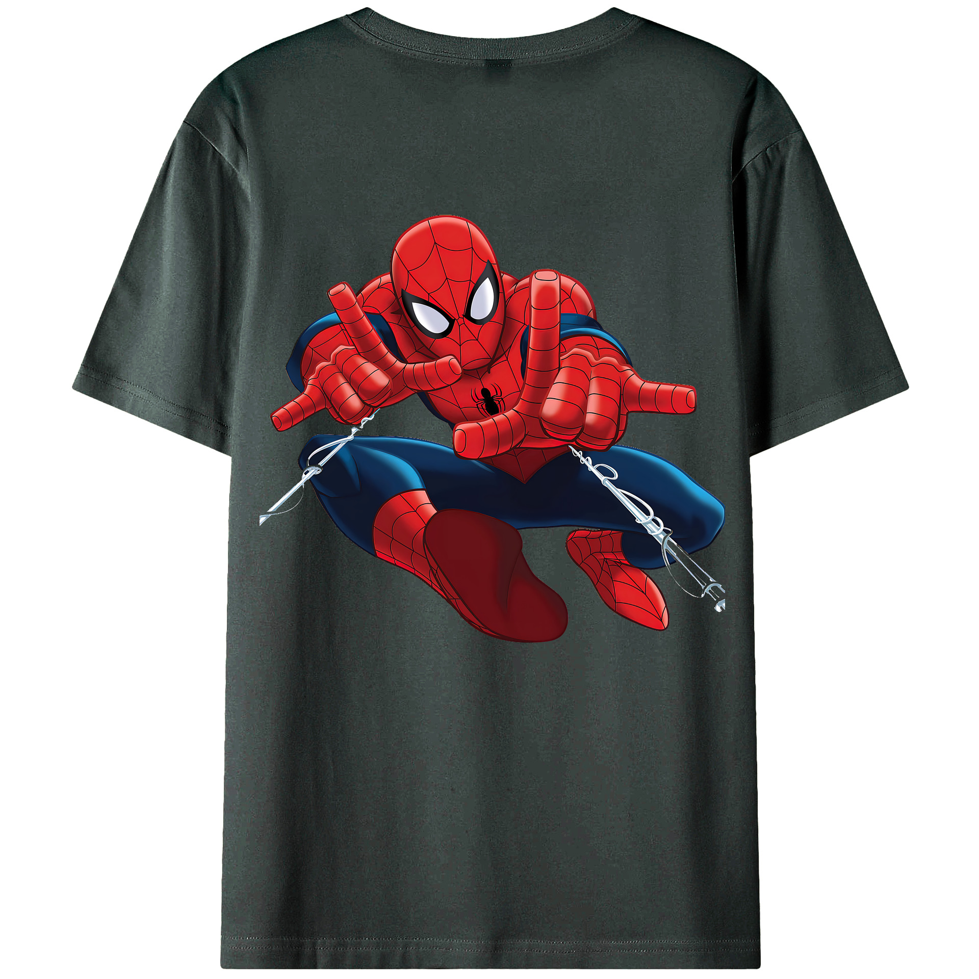 （画像用） Spider Man スパイダーマン 綿100％ メンズ半袖Tシャツ（バックプリント） 通気性